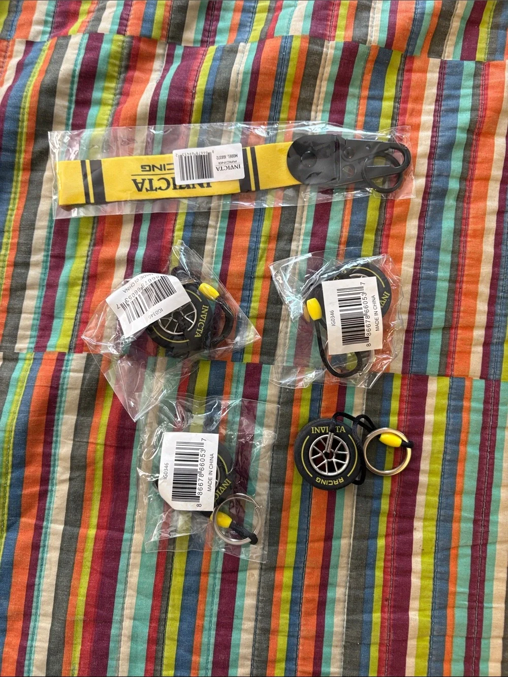 5- piece Invicta keychain lot four brand new tires 1 wrist, lanyard brand, new,